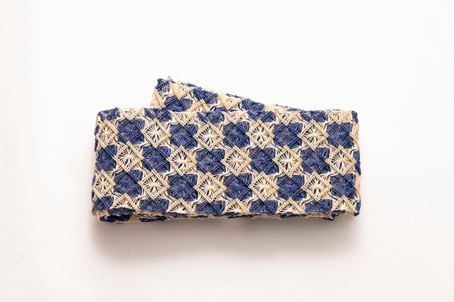 誉田屋源兵衛謹製 芭蕉通風段文 市松柄 半巾帯