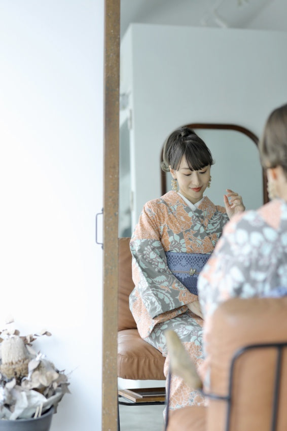 59kimono2024 綿麻着物【フラワーオンシルエット】 – 和工房あき